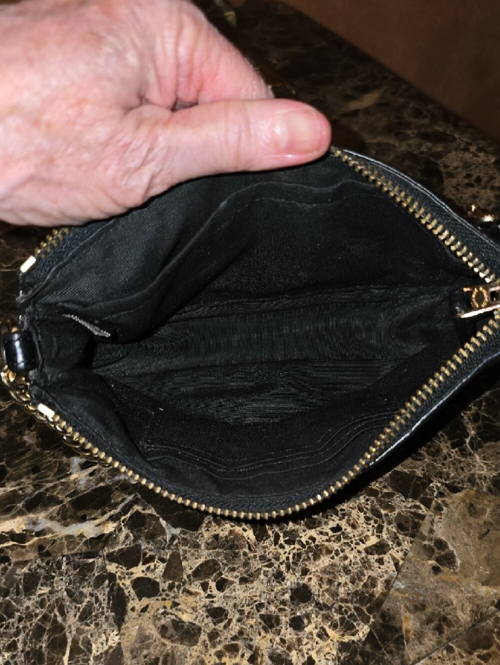 Coach Black Leather Mini Wristlet with Gold Chain - Picture 9 of 13